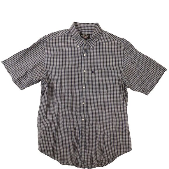 Ralph Lauren‎ Jeans Company Men's Blue Plaid Short Sleeve Shirt size Large - Picture 1 of 7